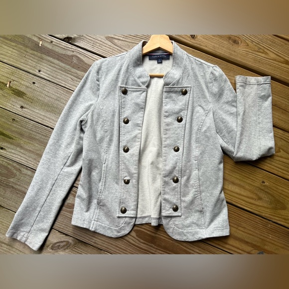 Women's Gray Tommy Hilfiger Military Style Jacket Medium - Picture 1 of 9